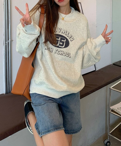 meJane(ミージェーン)の「‘55ナンバリングロゴアメカジテイストルーズロンT(Tシャツ/カットソー・レディース・グレー/ネイビー/霜降りグレー/グリーン・FREE)」の13枚目の写真