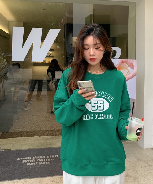 meJane(ミージェーン)の「‘55ナンバリングロゴアメカジテイストルーズロンT(Tシャツ/カットソー・レディース・グレー/ネイビー/霜降りグレー/グリーン・FREE)」の19枚目の写真