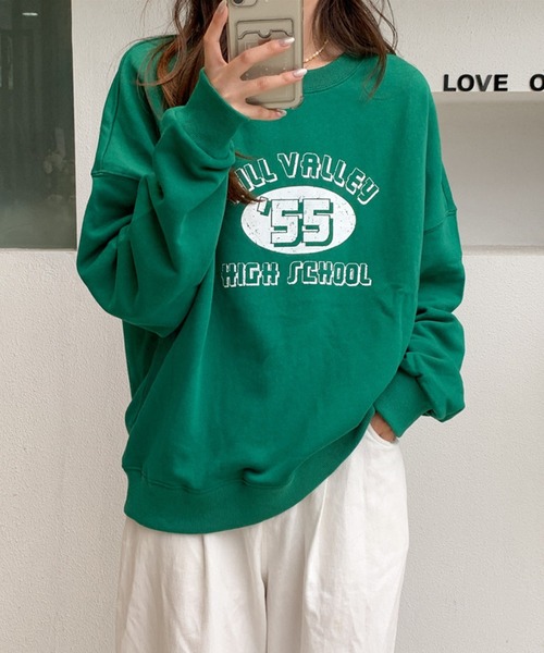 meJane(ミージェーン)の「‘55ナンバリングロゴアメカジテイストルーズロンT(Tシャツ/カットソー・レディース・グレー/ネイビー/霜降りグレー/グリーン・FREE)」の17枚目の写真