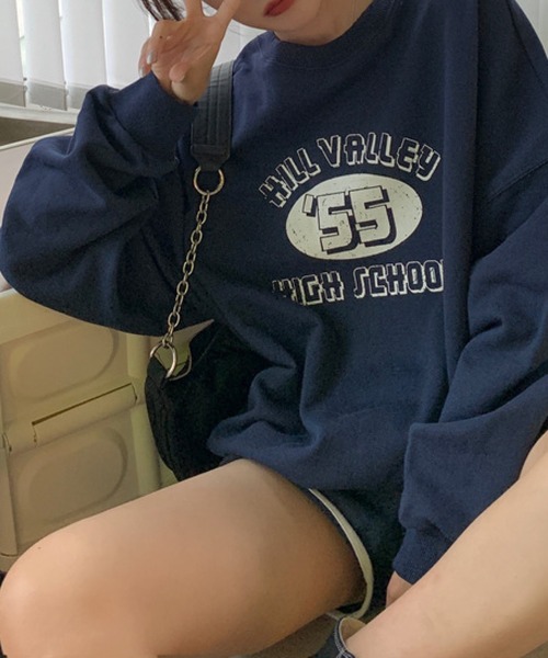 meJane(ミージェーン)の「‘55ナンバリングロゴアメカジテイストルーズロンT(Tシャツ/カットソー・レディース・グレー/ネイビー/霜降りグレー/グリーン・FREE)」の14枚目の写真
