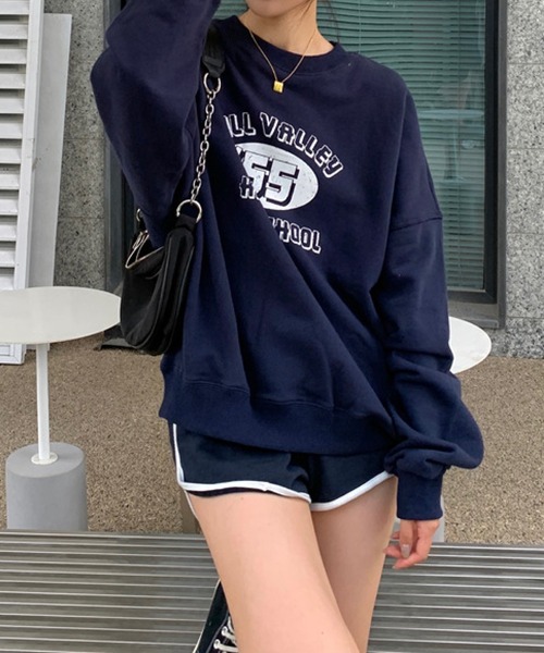 meJane(ミージェーン)の「‘55ナンバリングロゴアメカジテイストルーズロンT(Tシャツ/カットソー・レディース・グレー/ネイビー/霜降りグレー/グリーン・FREE)」の10枚目の写真