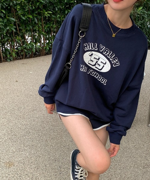 meJane(ミージェーン)の「‘55ナンバリングロゴアメカジテイストルーズロンT(Tシャツ/カットソー・レディース・グレー/ネイビー/霜降りグレー/グリーン・FREE)」の20枚目の写真