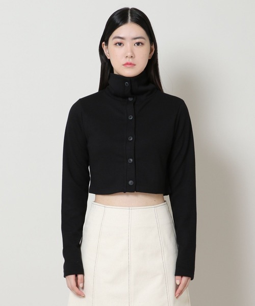 3.3 Field Trip （3.3フィールドトリップ）の「3.3 Field Trip／ハイネッククロップカーディガン　2169552（カーディガン/ボレロ・レディース・ブラック/アイボリー・FREE）」の3枚目の写真