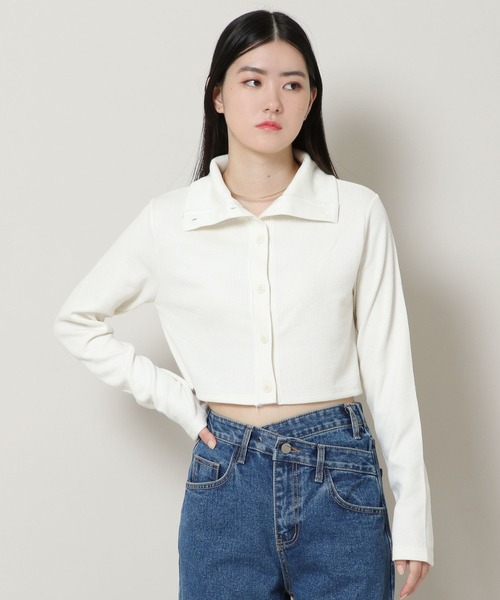 3.3 Field Trip （3.3フィールドトリップ）の「3.3 Field Trip／ハイネッククロップカーディガン　2169552（カーディガン/ボレロ・レディース・ブラック/アイボリー・FREE）」の12枚目の写真