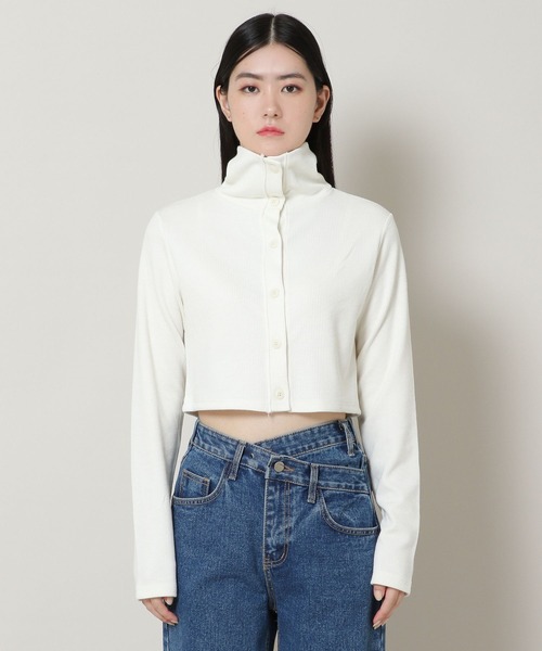 3.3 Field Trip （3.3フィールドトリップ）の「3.3 Field Trip／ハイネッククロップカーディガン　2169552（カーディガン/ボレロ・レディース・ブラック/アイボリー・FREE）」の14枚目の写真