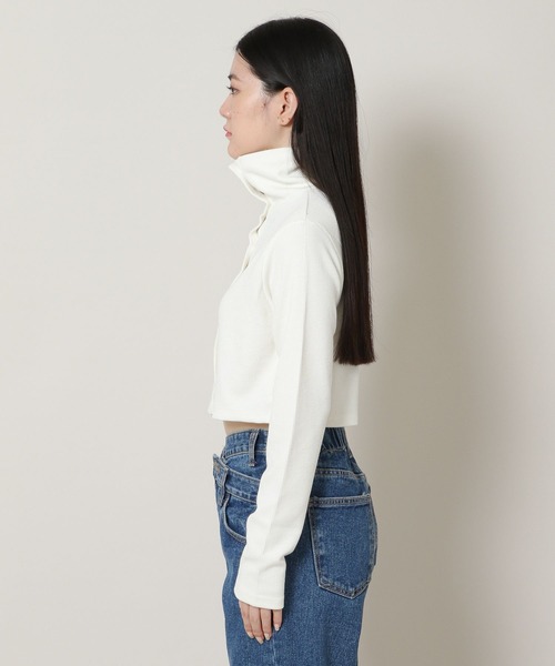 3.3 Field Trip （3.3フィールドトリップ）の「3.3 Field Trip／ハイネッククロップカーディガン　2169552（カーディガン/ボレロ・レディース・ブラック/アイボリー・FREE）」の7枚目の写真