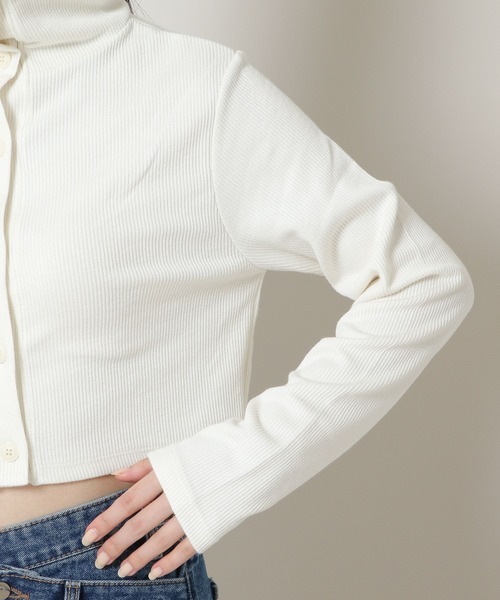 3.3 Field Trip （3.3フィールドトリップ）の「3.3 Field Trip／ハイネッククロップカーディガン　2169552（カーディガン/ボレロ・レディース・ブラック/アイボリー・FREE）」の20枚目の写真