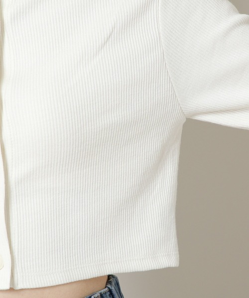 3.3 Field Trip （3.3フィールドトリップ）の「3.3 Field Trip／ハイネッククロップカーディガン　2169552（カーディガン/ボレロ・レディース・ブラック/アイボリー・FREE）」の13枚目の写真