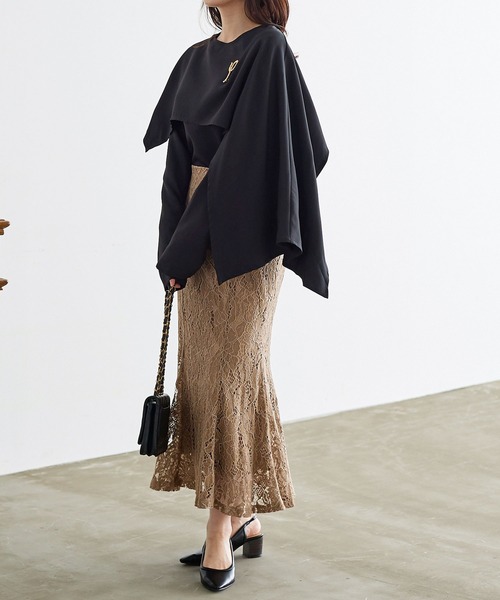 KOBE LETTUCE（コウベレタス）の「アシンメトリーフレアトップス（Tシャツ/カットソー・レディース・ベージュ/オフホワイト/ブラック・FREE）」の7枚目の写真