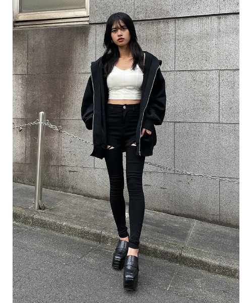 ENVYM(アンビー)の「バックロゴZIP PK(パーカー・レディース・ホワイト/グリーン/ブラック・FREE)」の6枚目の写真