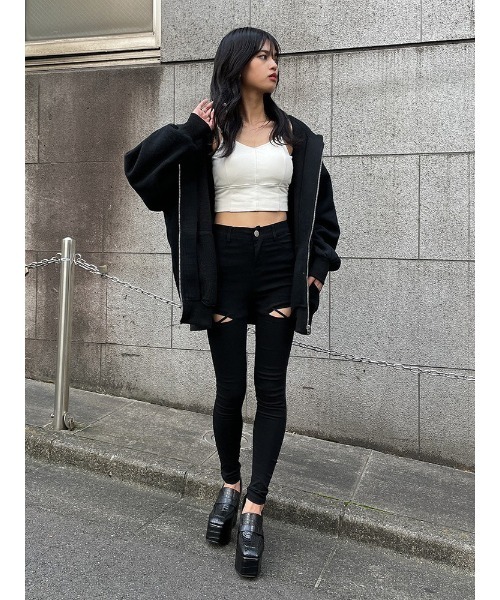 ENVYM(アンビー)の「バックロゴZIP PK(パーカー・レディース・ホワイト/グリーン/ブラック・FREE)」の7枚目の写真