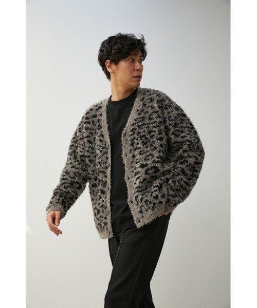 AZUL by moussy（アズールバイマウジー）の「SHAGGY LEOPARD CARDIGAN/シャギーレオパードカーディガン（カーディガン/ボレロ・メンズ・ブラウン系その他/グレー系その他・MEDIUM/LARGE）」の4枚目の写真