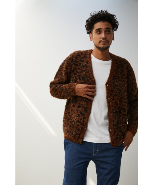 AZUL by moussy（アズールバイマウジー）の「SHAGGY LEOPARD CARDIGAN/シャギーレオパードカーディガン（カーディガン/ボレロ・メンズ・ブラウン系その他/グレー系その他・MEDIUM/LARGE）」の13枚目の写真