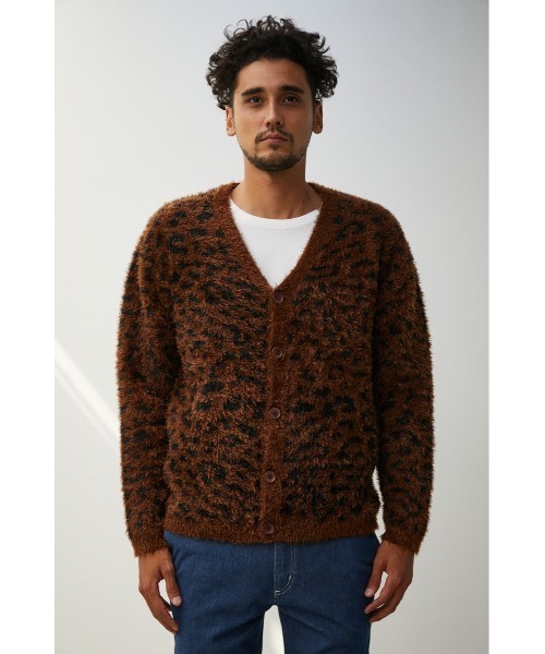 AZUL by moussy（アズールバイマウジー）の「SHAGGY LEOPARD CARDIGAN/シャギーレオパードカーディガン（カーディガン/ボレロ・メンズ・ブラウン系その他/グレー系その他・MEDIUM/LARGE）」の15枚目の写真