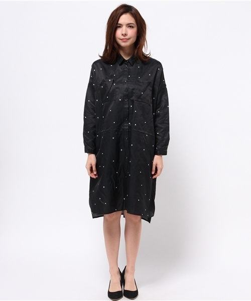 CIAOPANIC（チャオパニック）の「【Ciaopanic】　綿シルクドットOP（ワンピース・レディース・ネイビー/ブラック・FREE）」の3枚目の写真