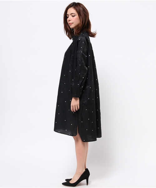 CIAOPANIC（チャオパニック）の「【Ciaopanic】　綿シルクドットOP（ワンピース・レディース・ネイビー/ブラック・FREE）」の4枚目の写真