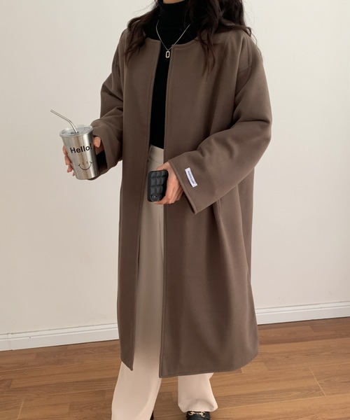 ECLIN（エクラン）の「オーバーサイズロングノーカラーコート