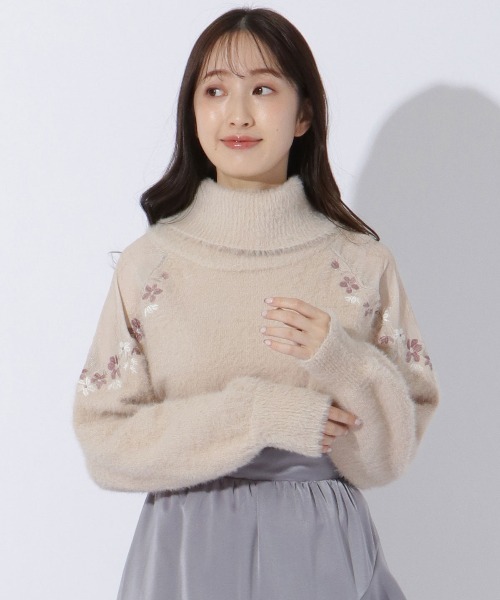 will selection ボタニカル刺繍 ニット プルオーバー ニット セーター botanical embroidery lace knit pullover