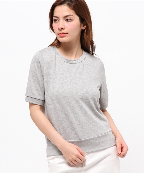 one after another NICE CLAUP（ワンアフターアナザーナイスクラップ）の「【ナイスクラップ】襟付プルオーバー（Tシャツ/カットソー・レディース・トップグレー/ネイビー/ストライプ・FREE）」の6枚目の写真