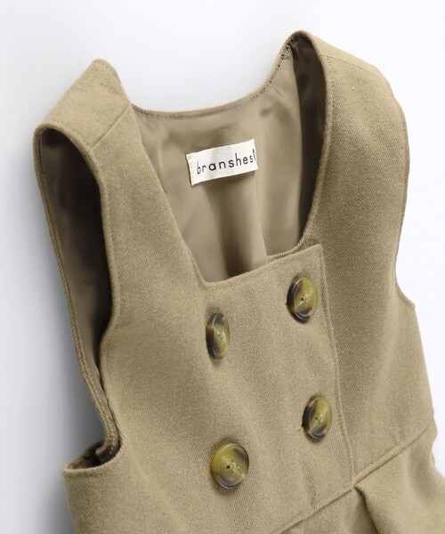 BRANSHES（ブランシェス）の「チェック柄 / 無地 ジャンパースカート（ワンピース・キッズ・キャメル/グレー・90/120/150/110/100/140/130）」の12枚目の写真