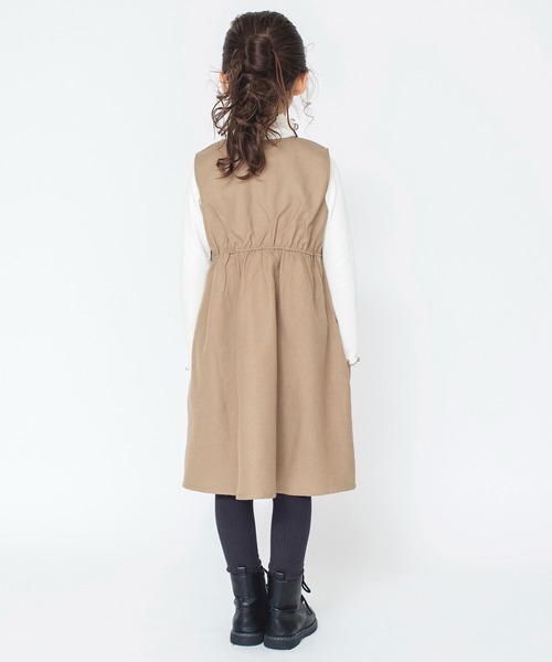 BRANSHES（ブランシェス）の「チェック柄 / 無地 ジャンパースカート（ワンピース・キッズ・キャメル/グレー・90/120/150/110/100/140/130）」の5枚目の写真