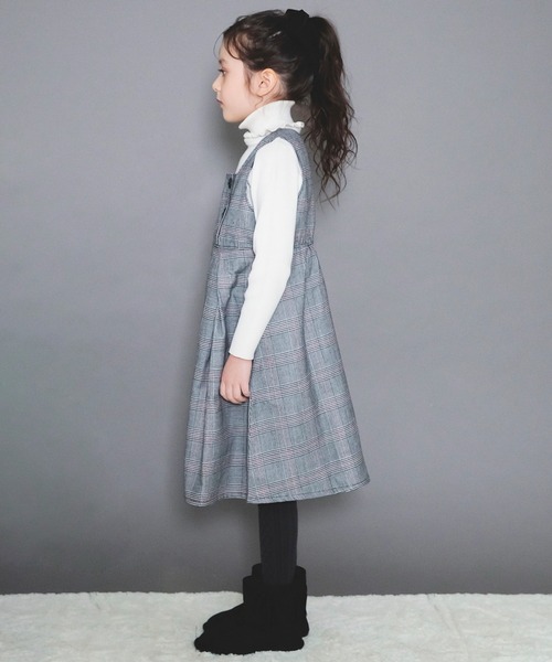 BRANSHES（ブランシェス）の「チェック柄 / 無地 ジャンパースカート（ワンピース・キッズ・キャメル/グレー・90/120/150/110/100/140/130）」の8枚目の写真