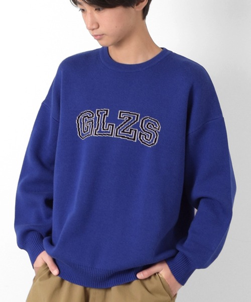 GLAZOS(グラソス)の「ジャガード編み・ロゴニット【マシンウォッシャブル】(ニット/セーター・キッズ・ブルー/エンジ・140cm/150cm/160cm/170cm)」の1枚目の写真
