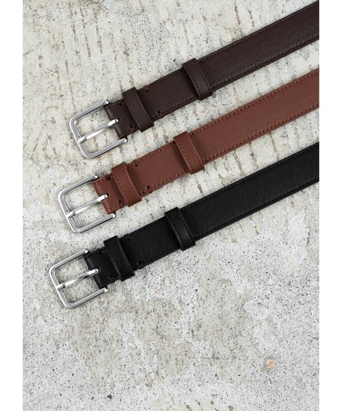 25mmスクエアオフバックルレザーベルト／SV金具（ベルト