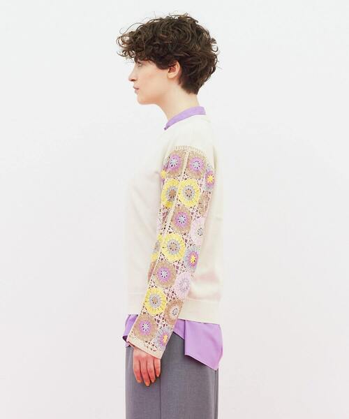 17600円 FRAPBOIS クロッシェ スリーブ プルオーバーニット FRAPBOIS（フラボア）の「クロッシェスリーブ プルオーバーニット