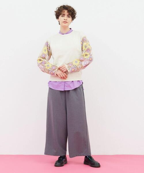 FRAPBOIS（フラボア）の「クロッシェスリーブ プルオーバーニット（ニット/セーター・レディース・ブラック/オフホワイト・1）」の13枚目の写真