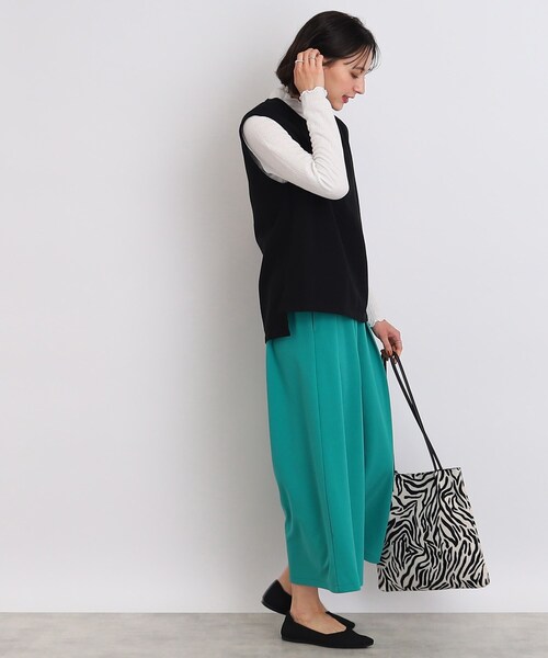 DRESKIP(ドレスキップ)の「◆麻混ヘリンボーンVネックベスト(ベスト・レディース・ブラック/オフホワイト/ライトグリーン・02/03)」の15枚目の写真