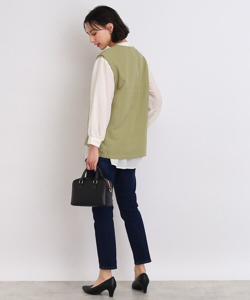 DRESKIP(ドレスキップ)の「◆麻混ヘリンボーンVネックベスト(ベスト・レディース・ブラック/オフホワイト/ライトグリーン・02/03)」の22枚目の写真