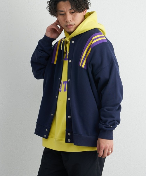 CIAOPANIC TYPY（チャオパニックティピー）の「【GEM SPORTSWEAR/ジェムスポーツウェア】ラインリブ切替スウェットスタジャン（スタジャン・メンズ・グレー/ブルー・ONE SIZE）」の16枚目の写真