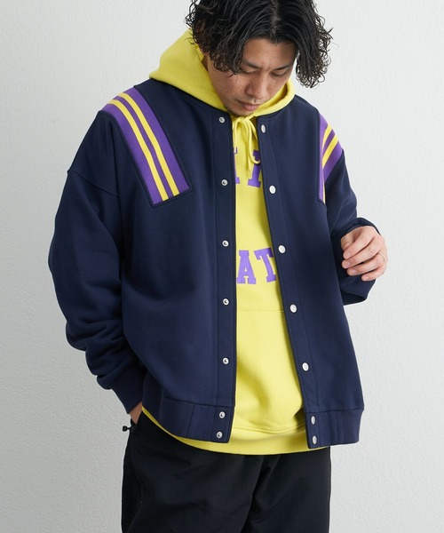 CIAOPANIC TYPY（チャオパニックティピー）の「【GEM SPORTSWEAR/ジェムスポーツウェア】ラインリブ切替スウェットスタジャン（スタジャン・メンズ・グレー/ブルー・ONE SIZE）」の18枚目の写真