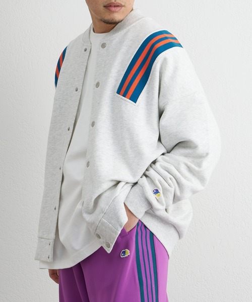 CIAOPANIC TYPY（チャオパニックティピー）の「【GEM SPORTSWEAR/ジェムスポーツウェア】ラインリブ切替スウェットスタジャン（スタジャン・メンズ・グレー/ブルー・ONE SIZE）」の5枚目の写真