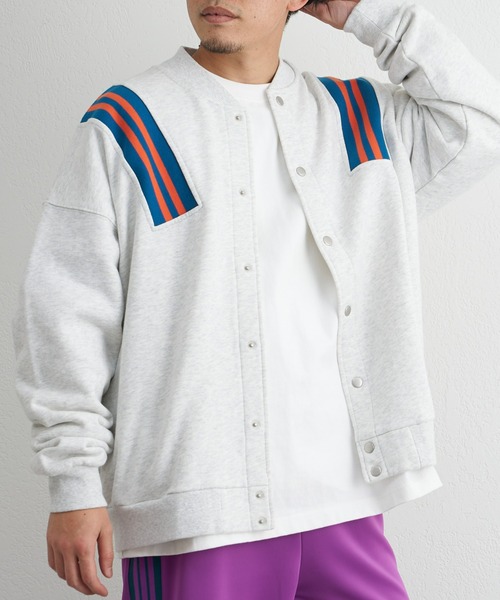 CIAOPANIC TYPY（チャオパニックティピー）の「【GEM SPORTSWEAR/ジェムスポーツウェア】ラインリブ切替スウェットスタジャン（スタジャン・メンズ・グレー/ブルー・ONE SIZE）」の7枚目の写真