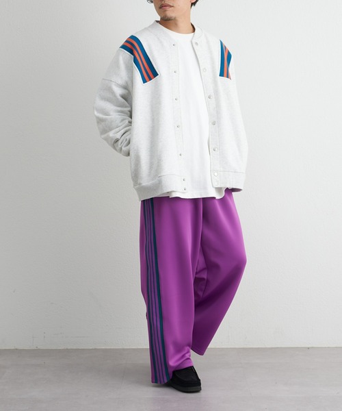 CIAOPANIC TYPY（チャオパニックティピー）の「【GEM SPORTSWEAR/ジェムスポーツウェア】ラインリブ切替スウェットスタジャン（スタジャン・メンズ・グレー/ブルー・ONE SIZE）」の12枚目の写真