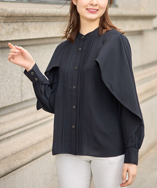 tocco closet（トッコ　クローゼット）の「ピンタックケープスリーブブラウス（シャツ/ブラウス・レディース・ブラック/オフホワイト・M）」の21枚目の写真