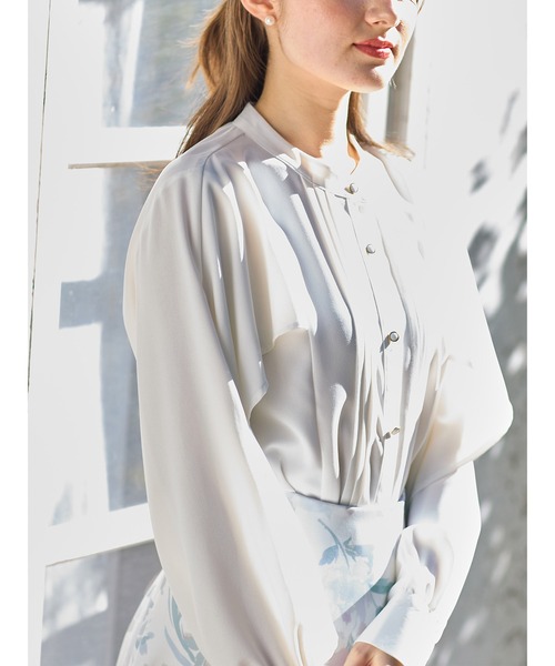 tocco closet（トッコ　クローゼット）の「ピンタックケープスリーブブラウス（シャツ/ブラウス・レディース・ブラック/オフホワイト・M）」の13枚目の写真