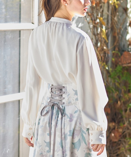 tocco closet（トッコ　クローゼット）の「ピンタックケープスリーブブラウス（シャツ/ブラウス・レディース・ブラック/オフホワイト・M）」の6枚目の写真