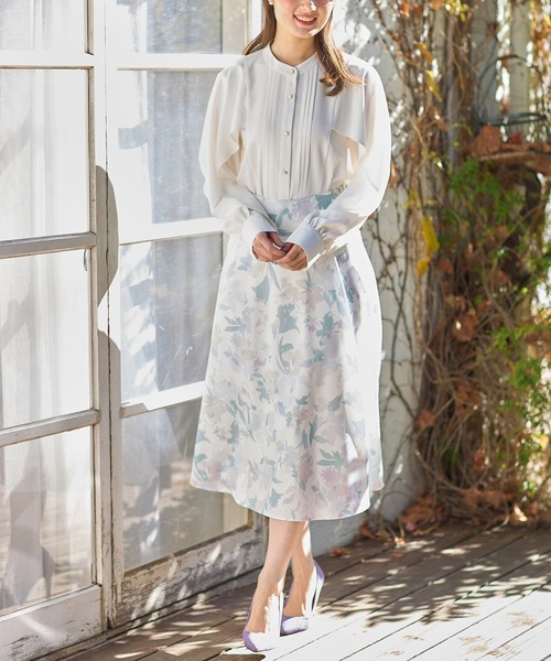 tocco closet（トッコ　クローゼット）の「ピンタックケープスリーブブラウス（シャツ/ブラウス・レディース・ブラック/オフホワイト・M）」の5枚目の写真