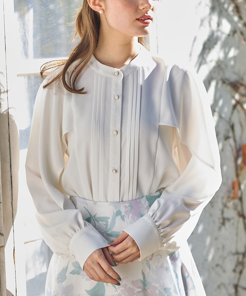 tocco closet（トッコ　クローゼット）の「ピンタックケープスリーブブラウス（シャツ/ブラウス・レディース・ブラック/オフホワイト・M）」の18枚目の写真
