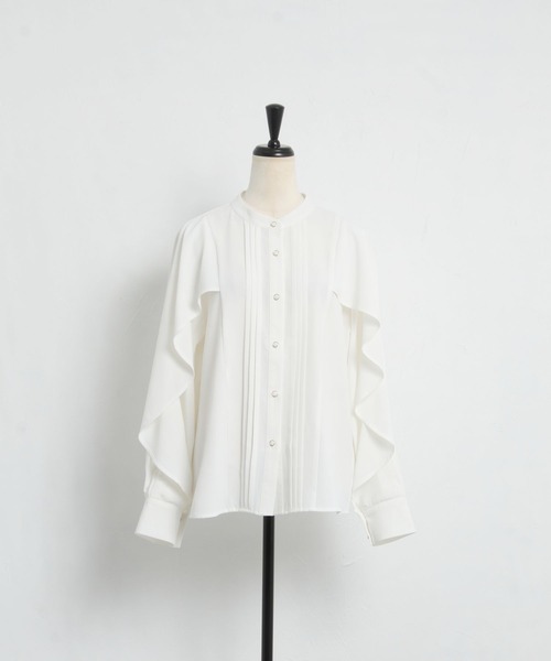 tocco closet（トッコ　クローゼット）の「ピンタックケープスリーブブラウス（シャツ/ブラウス・レディース・ブラック/オフホワイト・M）」の3枚目の写真