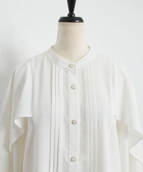 tocco closet（トッコ　クローゼット）の「ピンタックケープスリーブブラウス（シャツ/ブラウス・レディース・ブラック/オフホワイト・M）」の20枚目の写真