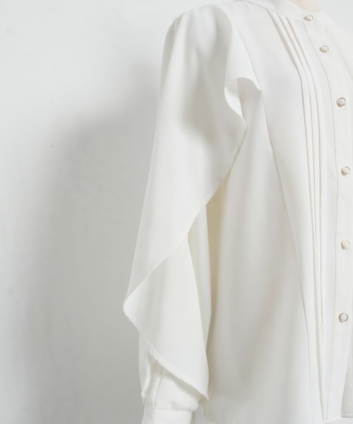 tocco closet（トッコ　クローゼット）の「ピンタックケープスリーブブラウス（シャツ/ブラウス・レディース・ブラック/オフホワイト・M）」の17枚目の写真