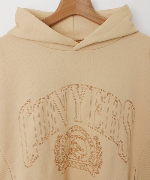 andme（アンドミー）の「裏毛カレッジエンブロイダリーロゴ長袖スウェットパーカー（パーカー・レディース・ホワイト/ブラック/ベージュ/グレー/オートミール・M/L）」の12枚目の写真