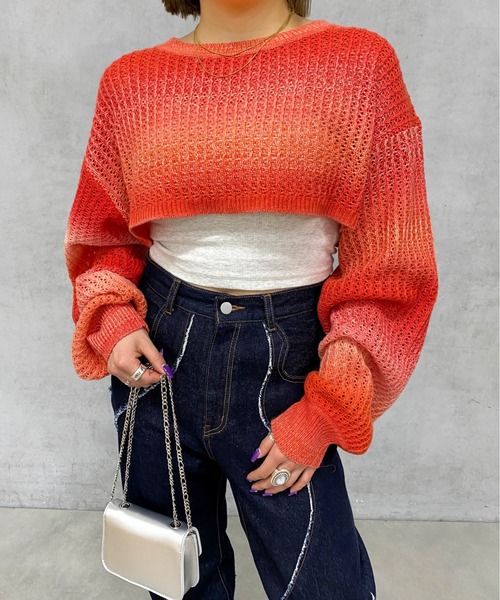 WHO'S WHO gallery(フーズフーギャラリー)の「スペースダイコンパクトニット(ニット/セーター・レディース・ブラック系その他/パープル系その他/レッド系その他・FREE)」の3枚目の写真