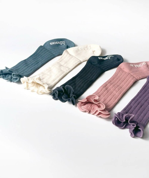 Rora（ローラ）の「ロージー ハイソックス 靴下 / 白 グレー パープル ピンク グリーン（ソックス/靴下・キッズ・パープル/チャコールグレー/グリーン/オフホワイト/ピンク・18-20cm/20-22cm/16-18cm）」の14枚目の写真