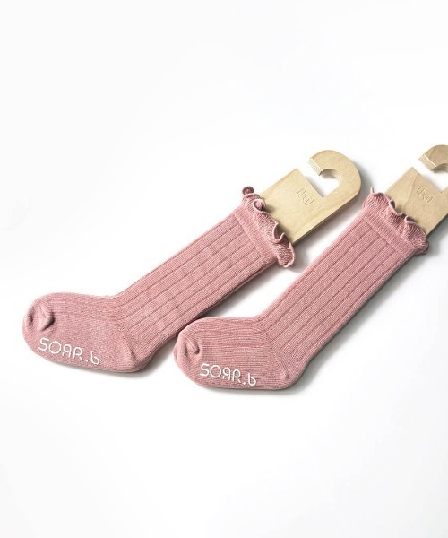 Rora（ローラ）の「ロージー ハイソックス 靴下 / 白 グレー パープル ピンク グリーン（ソックス/靴下・キッズ・パープル/チャコールグレー/グリーン/オフホワイト/ピンク・18-20cm/20-22cm/16-18cm）」の10枚目の写真