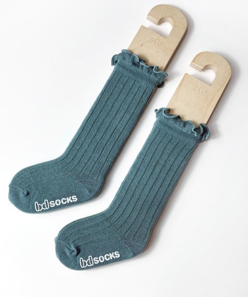 Rora（ローラ）の「ロージー ハイソックス 靴下 / 白 グレー パープル ピンク グリーン（ソックス/靴下・キッズ・パープル/チャコールグレー/グリーン/オフホワイト/ピンク・18-20cm/20-22cm/16-18cm）」の11枚目の写真